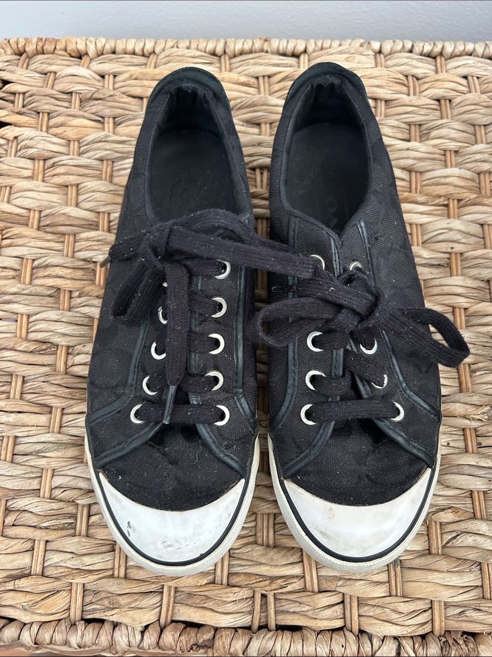 Coach Classic Black Canvas Women's Lace-Up Sneakers